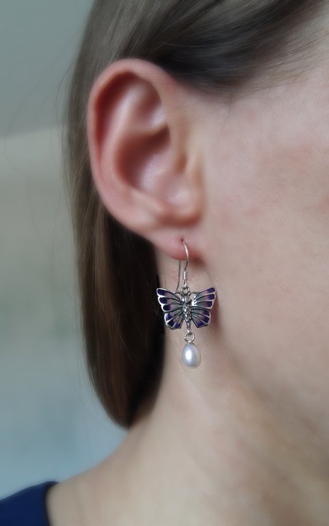Stained Glass Earrings Mariposa Azul