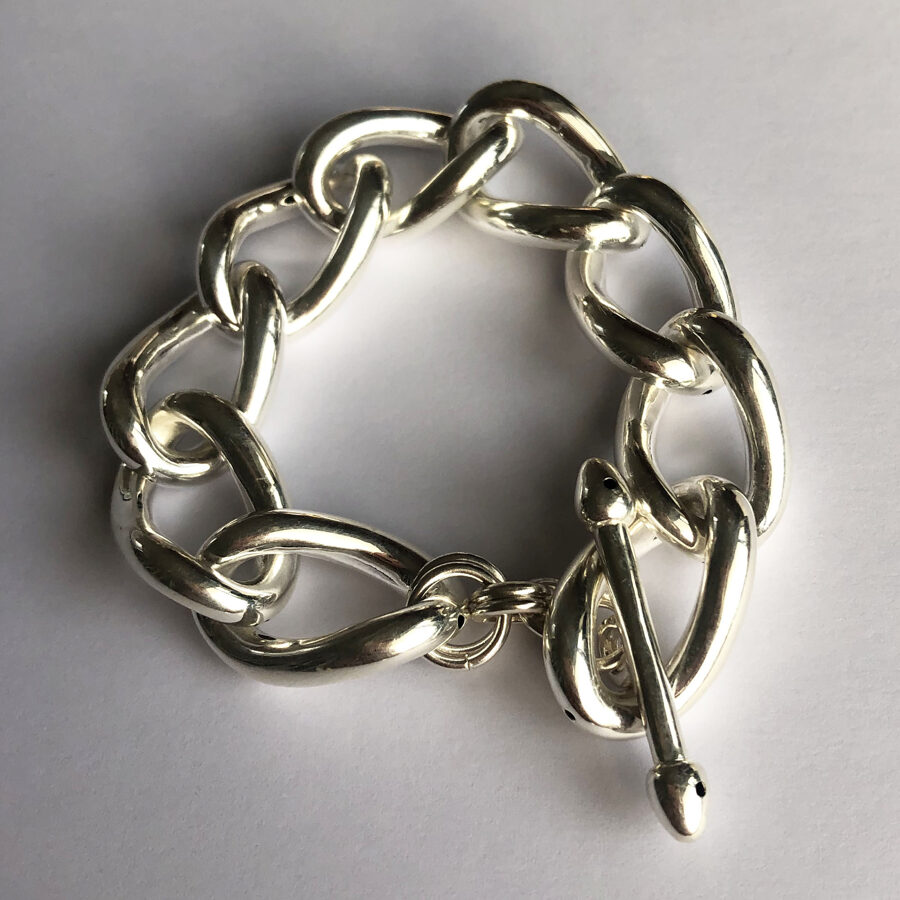 Large Silver Chain Bracelet Cadena Grande 
