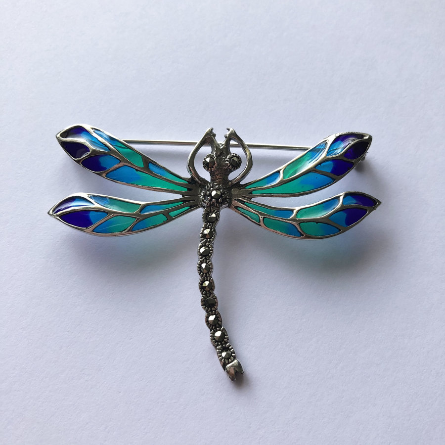  Dragonfly Brooch Libelula Azul Marino