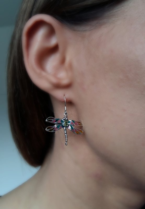 Dragonfly Earrings Libelula Naranja