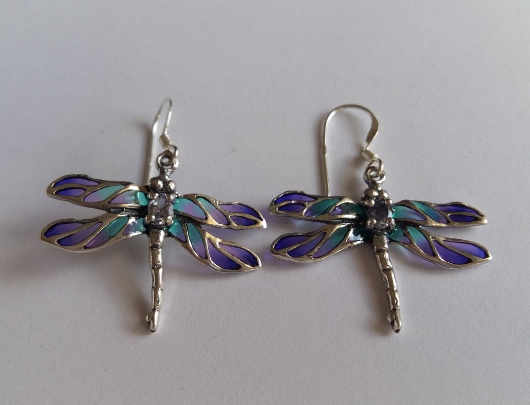 Dragonfly Earrings Libelula Azul Claro