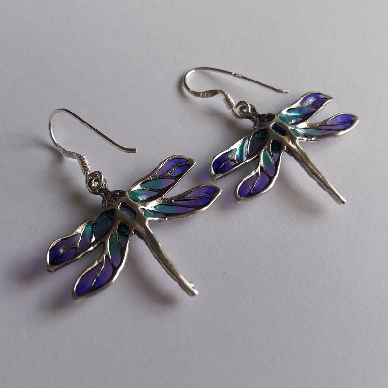 Dragonfly Earrings Libelula Azul Claro