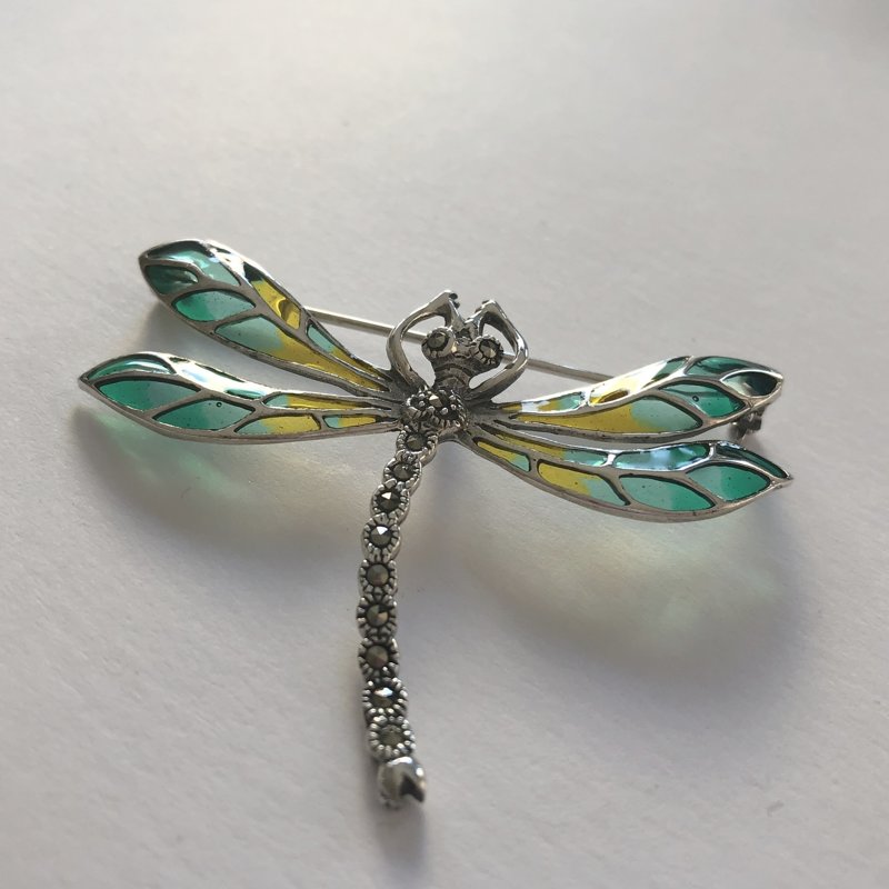 Stained Glass Dragonfly Brooch Libelula Menta