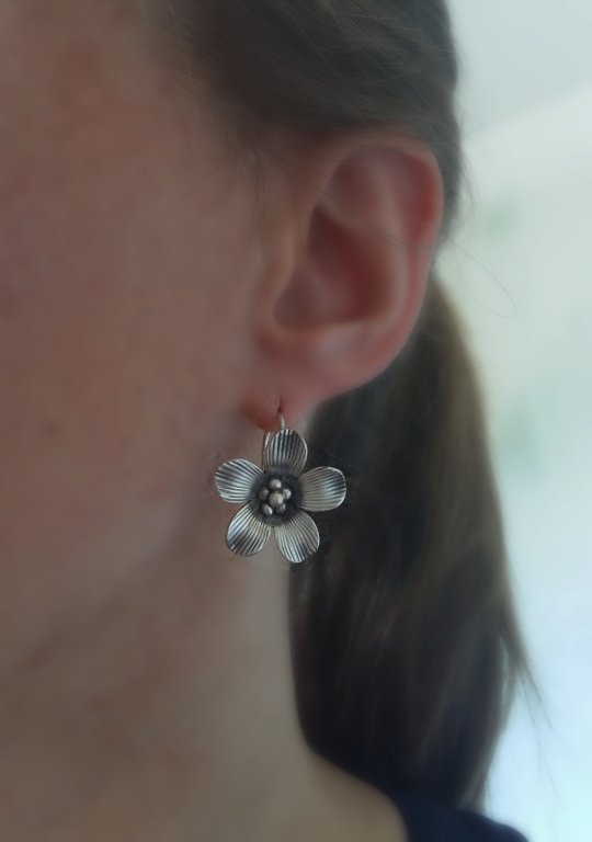 Silver Earrings Flor de Felicidad