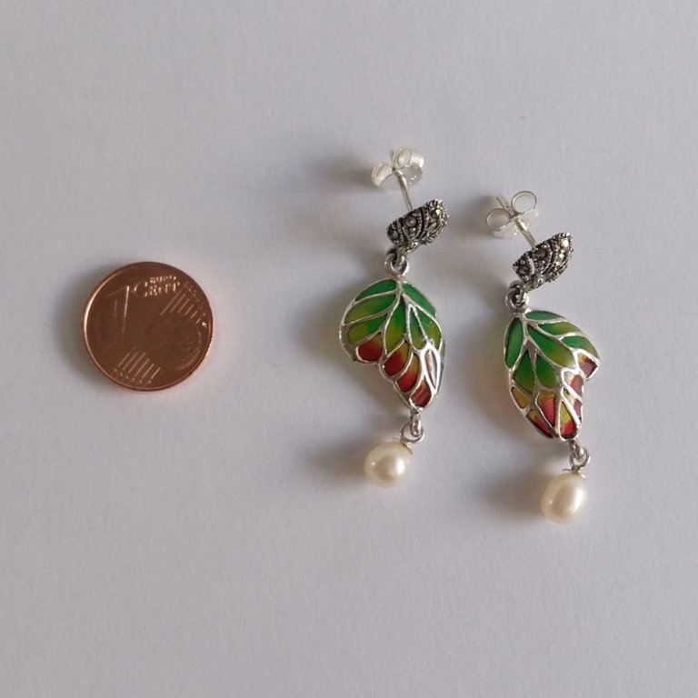 Stained Glass Earrings Mariposa con Perla Verde