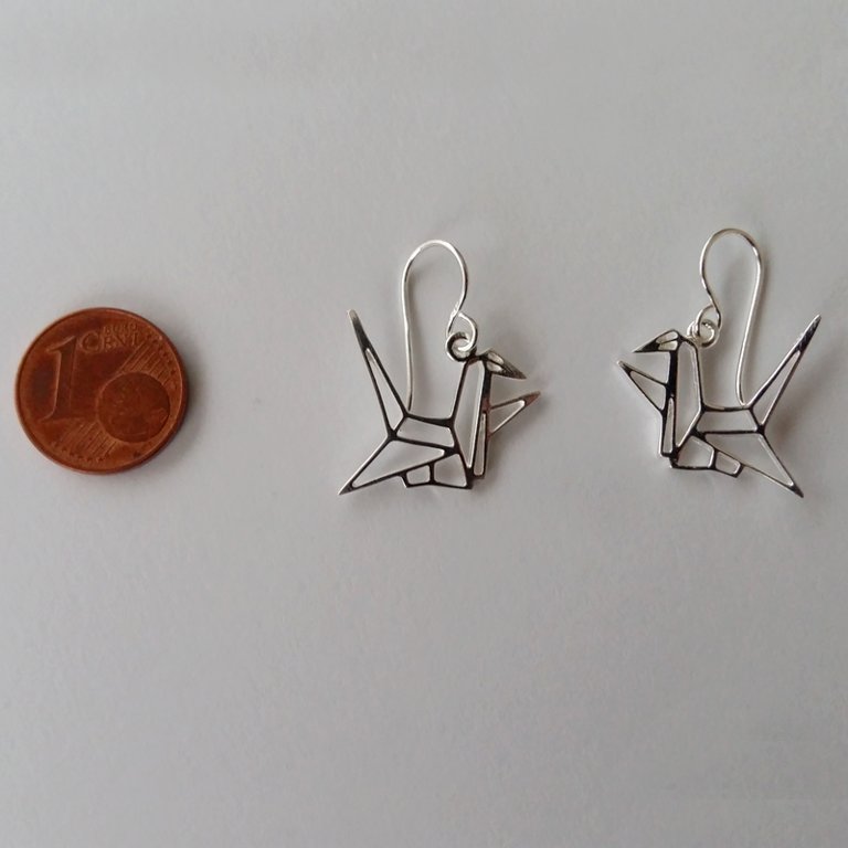 Silver Earrings Origami Crane