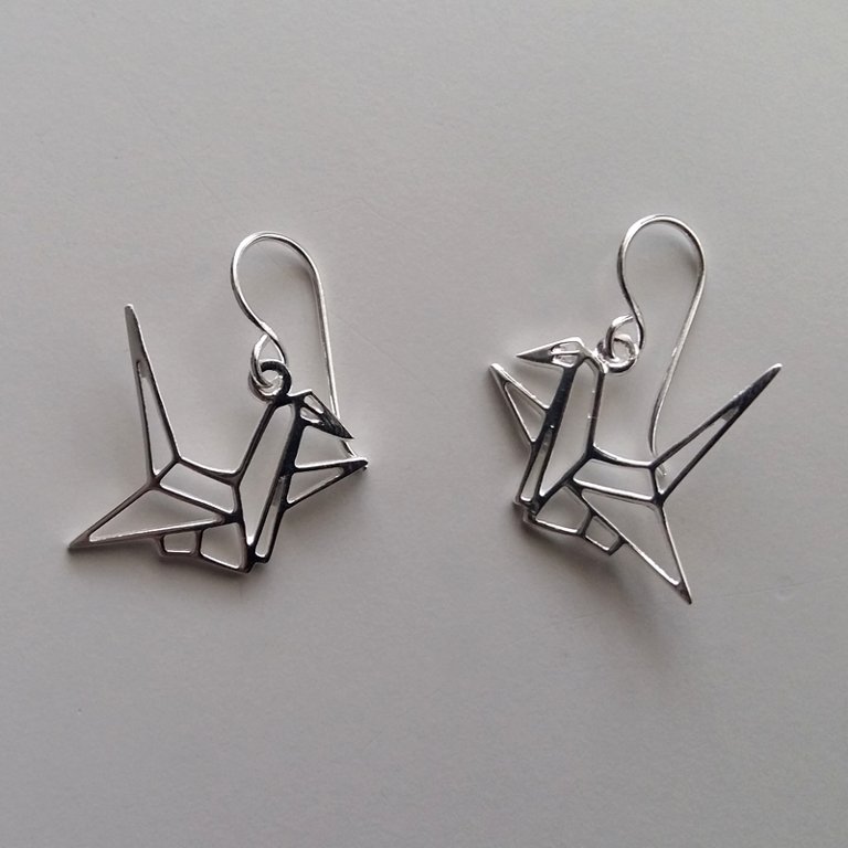 Silver Earrings Origami Crane