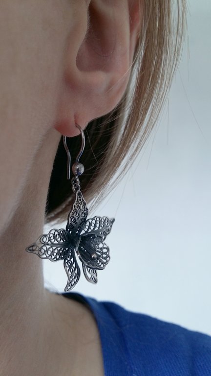 Filigree Earrings Orchids, dark