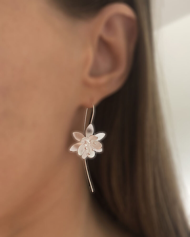 Frosted Silver Earrings Flor Helada
