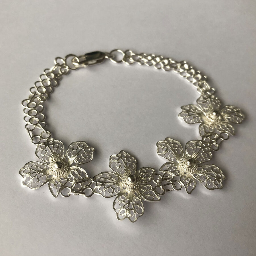 Silver Filigree Bracelet Orquidea Clara