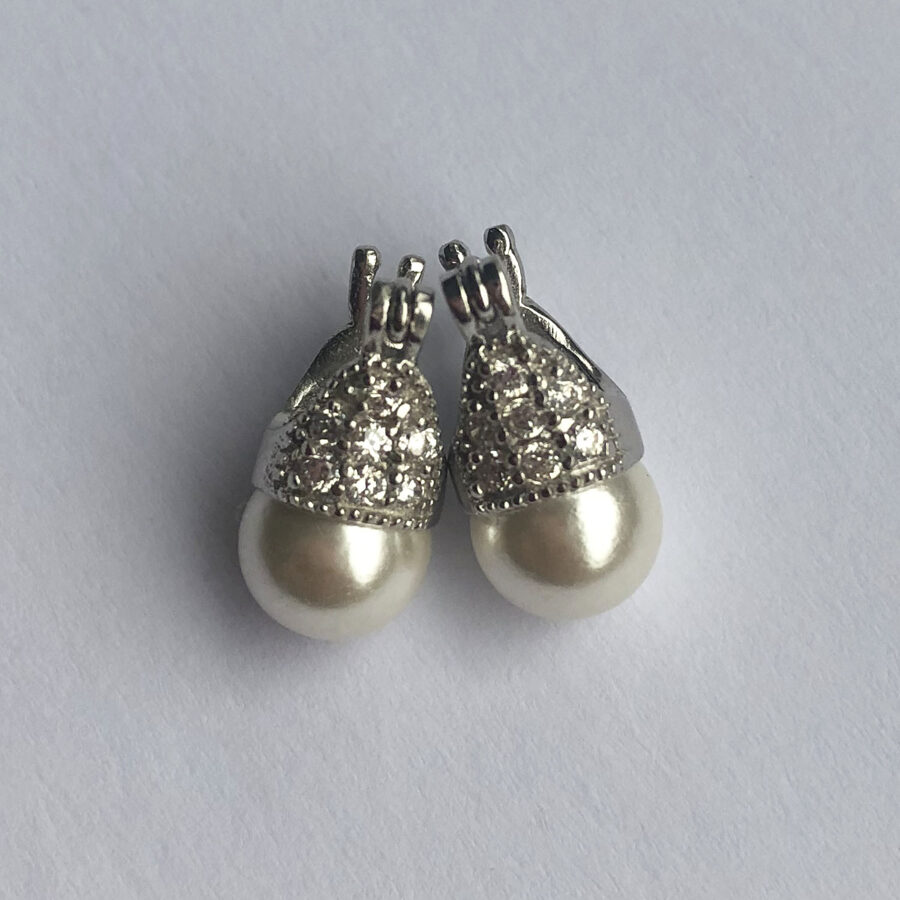 Pearl Earrings Lady D Zircon Small