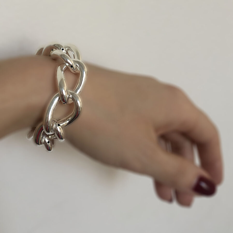Large Silver Chain Bracelet Cadena Grande 