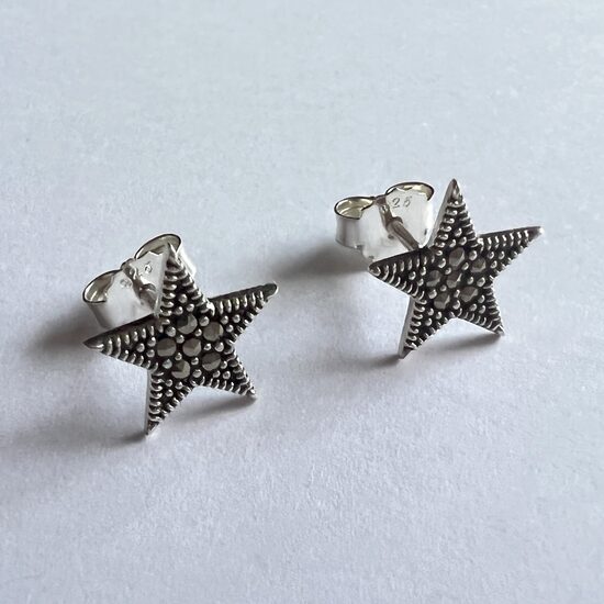 Silver Star Earrings with Marcasite Estrella II