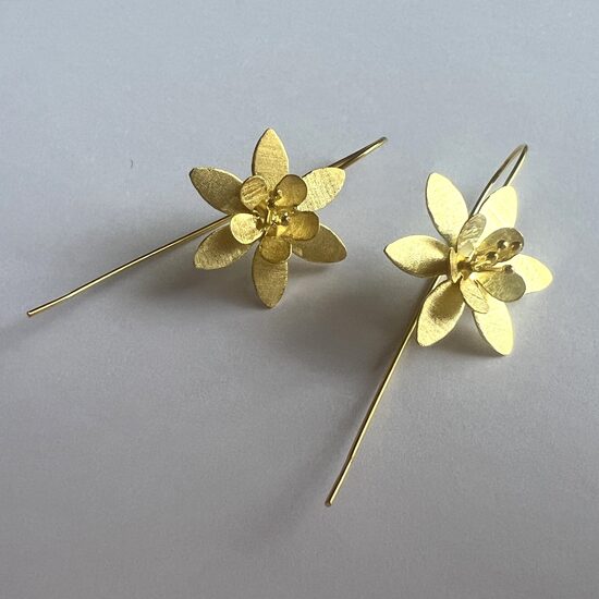 Apzeltīti sudraba auskari Flor Helada Dorado