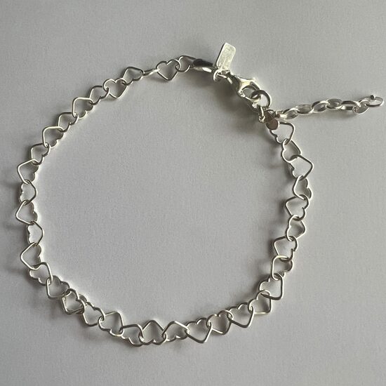 Silver Heart Chain Bracelet Corazones 