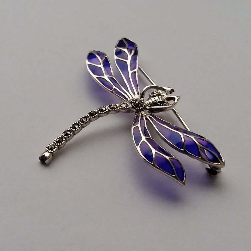 Stained Glass Dragonfly Brooch Libelula Azul
