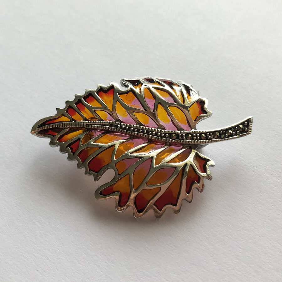 Stained Glass Leaf Brooch Hoja 