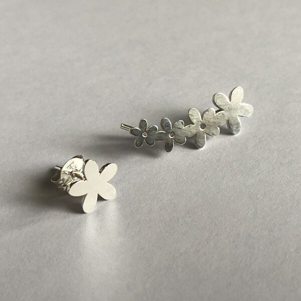 Silver Climber Earrings Trepador Flores