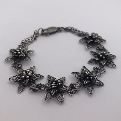 Silver Filigree Bracelet Flor de Amor