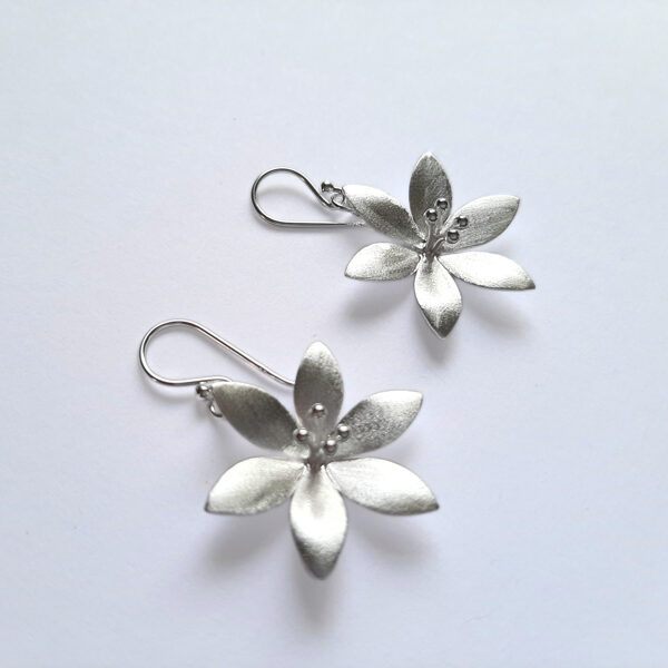 Frosted Silver Earrings Flor de Hielo Dangle