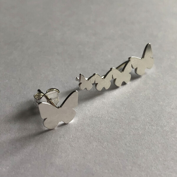 Silver Climber Earrings Trepador Mariposa