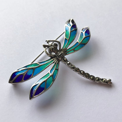 Dragonfly Brooch Libelula Azul Marino
