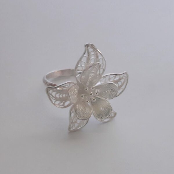 Silver Filigree Flower Ring Carmela 