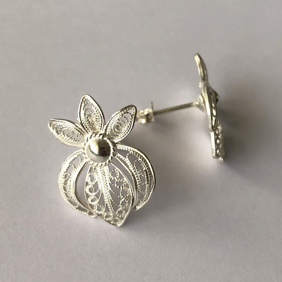 Large Orchid Filigree Stud Earrings