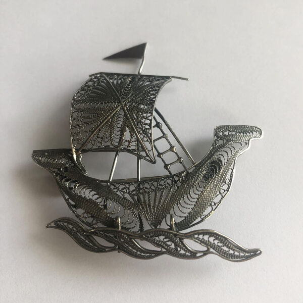 Silver Ship Brooch Barco